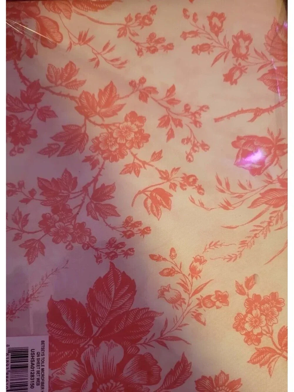 BETSEY JOHNSON HOT PINK FLOWERS FLAT SHEET ONLY - 1 PIECE - QUEEN - MICROFIBER